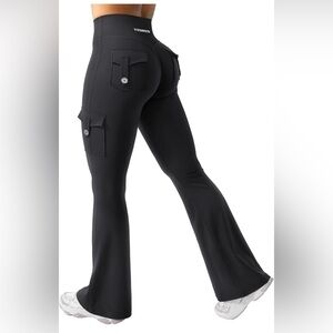 Yeoreo Women's Flare Workout Pants - L - Pockets, Scrunchy!!